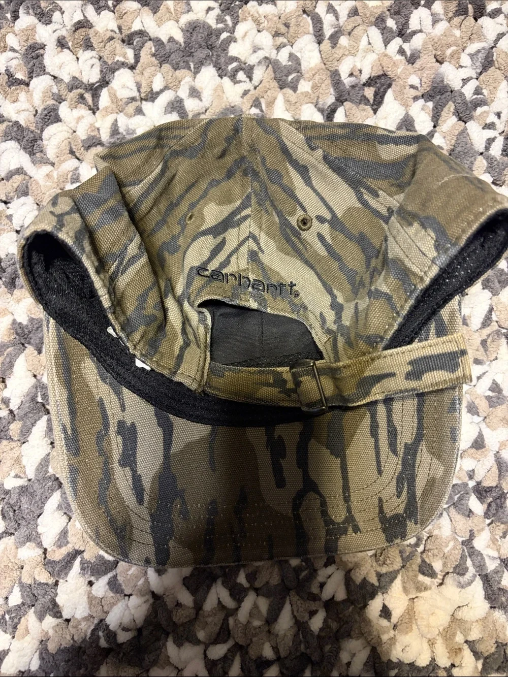 Carhartt Olive Green & Black Camo Leather Patch Cap